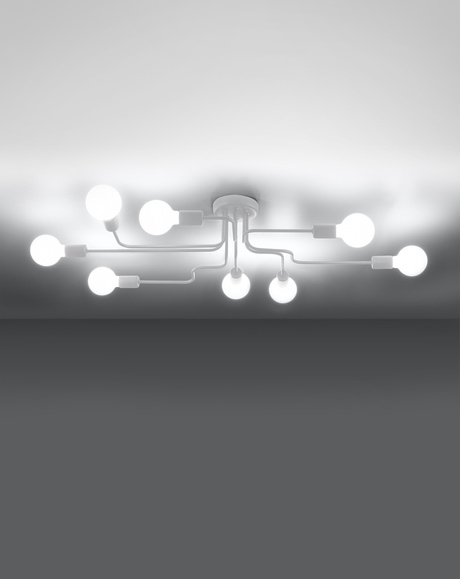 Żyrandol HECTOR 8 biały + 8x Żarówka LED E27 3000K Ciepła 7,5W 620lm