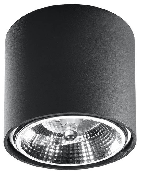 Plafon TIUBE czarny + 1x Żarówka LED GU10 AR111 3000K CIEPŁA 12W 800lm