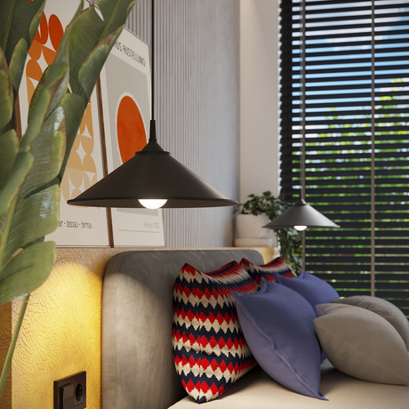 Lampa wisząca ZUMA czarna + 1x Żarówka LED E27 3000K Ciepła 7,5W 620lm