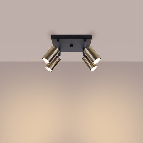 Plafon WINX 4 czarny/złoty +4x Żarówka LED GU-10 4000K Zimna 7W 530lm