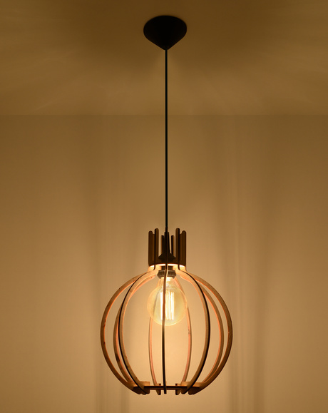 Lampa wisząca ARANCIA naturalne drewno + 1x Żarówka LED E27 4000K Zimna 7,5W 650lm