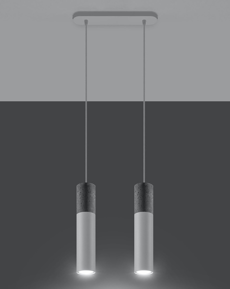 Lampa wisząca BORGIO 2 biała + 2x Żarówka LED GU-10 3000K Ciepła 7W 620lm