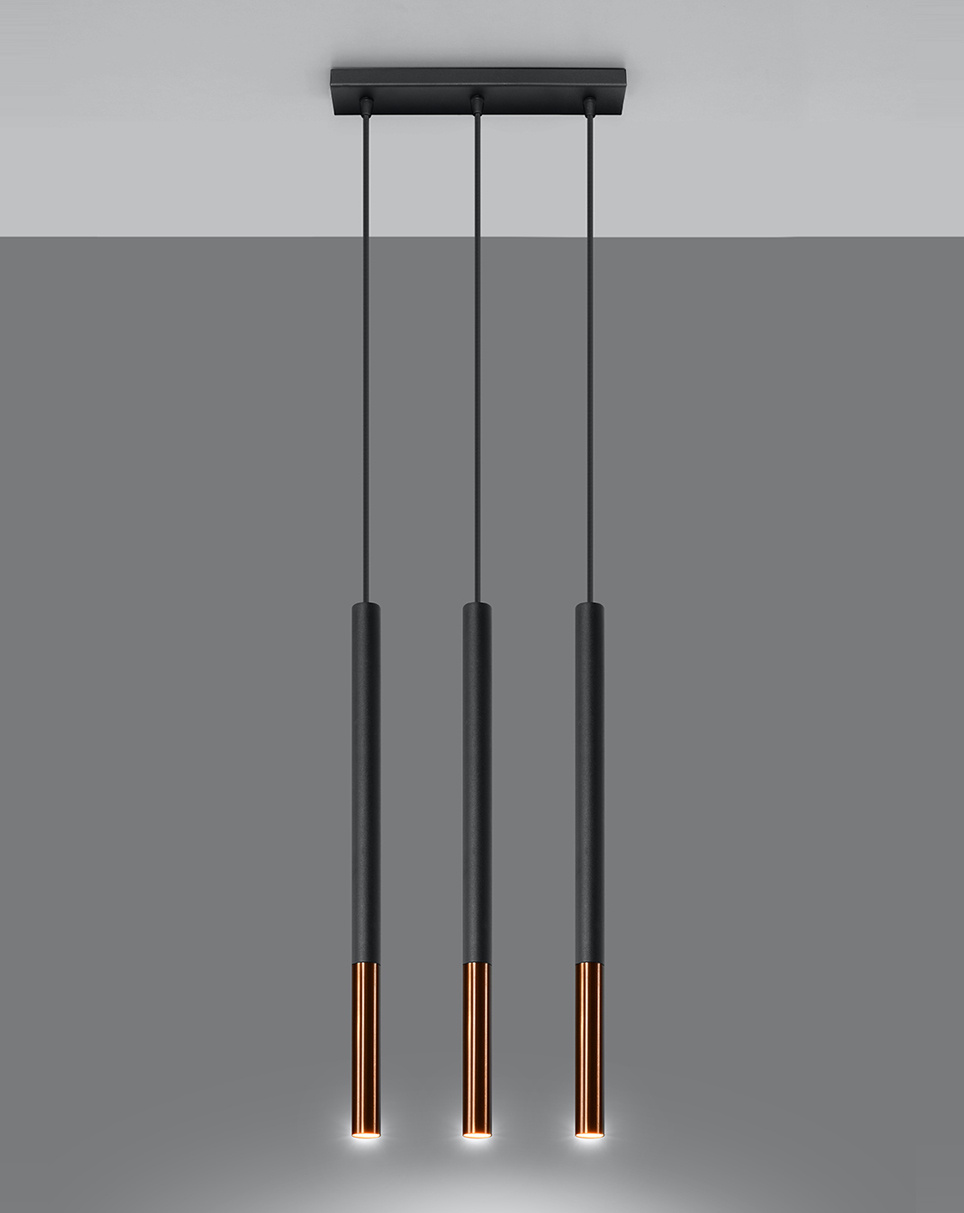 Lampa wisząca MOZAICA 3L czarny/miedź + 3x Żarówka LED G9 3000K Ciepła 4,5W 510lm