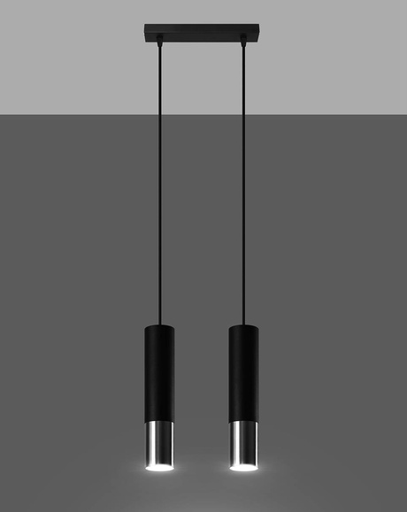 Lampa Wisząca LOOPEZ 2 czarny/chrom + 2x Żarówka LED GU-10 4000K Zimna 7W 630lm