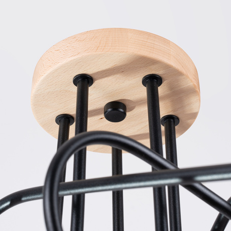 Żyrandol EMBER 5 czarny + 5x Żarówka LED E27 4000K Zimna 7,5W 690lm