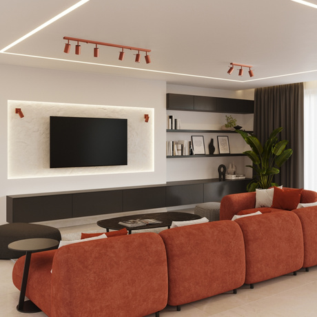 Plafon RING 2 ochra czerwona + 2x Żarówka LED GU-10 4000K Zimna 7W 530lm