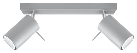 Plafon RING 2 szary + 2x Żarówka LED GU-10 3000K Ciepła 7W 620lm