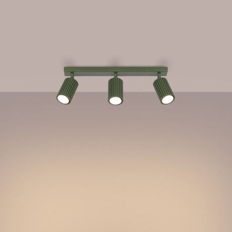 Plafon KARBON 3L zielony oliwkowy + 3x Żarówka LED GU-10 3000K Ciepła 7W 510lm