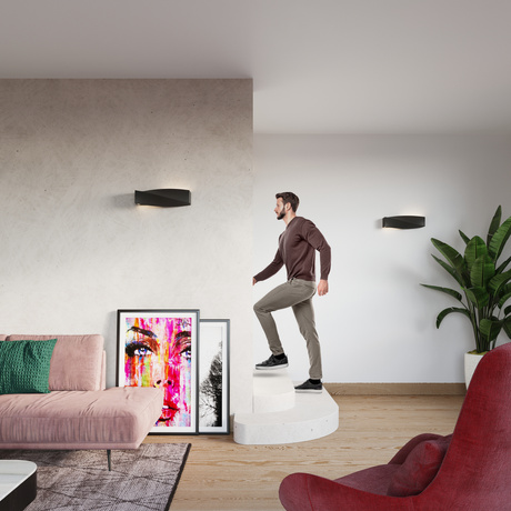 Kinkiet ceramiczny SIGMA czarny + 1x Żarówka LED E27 3000K Ciepła 7,5W 620lm