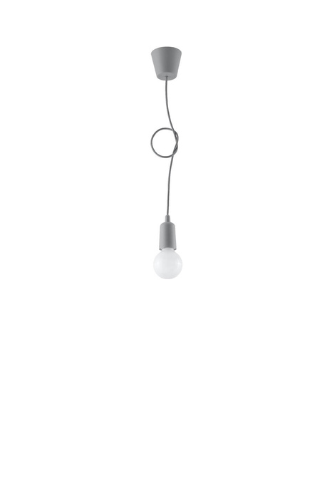Lampa wisząca DIEGO 1 szara + 1x Żarówka LED E27 4000K Zimna 7,5W 650lm