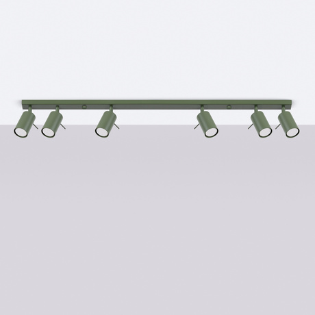 Plafon RING 6L zielony oliwkowy + 6x Żarówka LED GU-10 3000K Ciepła 7W 510lm