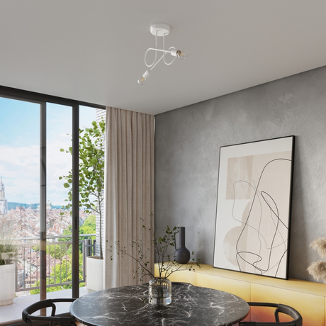 Żyrandol LOOP 2 biały + 2x Żarówka LED E27 3000K Ciepła 7,5W 620lm