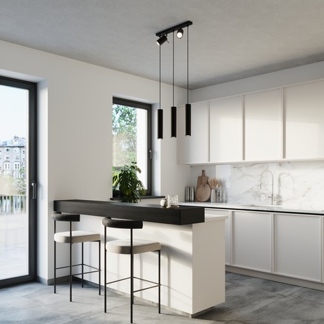 Lampa wisząca RING 3 czarny + 5x Żarówka LED GU-10 4000K Zimna 7W 630lm