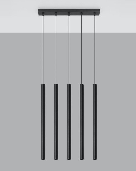 Lampa wisząca PASTELO 5 czarny + 5x Żarówka LED G9 4000K Zimna 3W 204lm