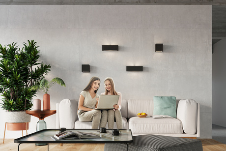 Kinkiet ceramiczny LEO czarny + 1x Żarówka LED E27 4000K Zimna 7,5W 650lm