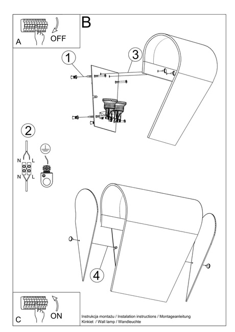 Kinkiet CLINO 2 + 2x Żarówka LED E27 3000K Ciepła 7,5W 620lm