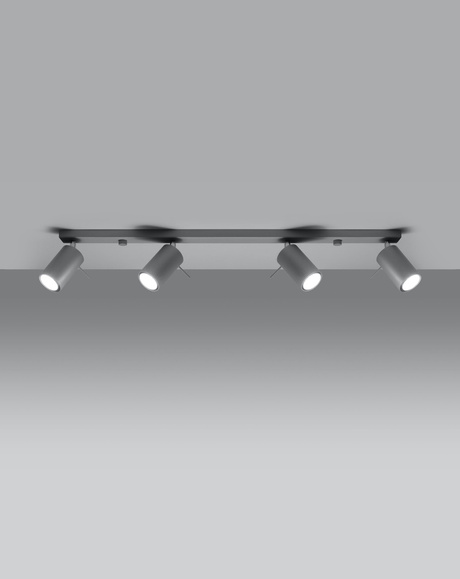 Plafon RING 4L Szary + 4x Żarówka LED GU-10 4000K Zimna 7W 630lm