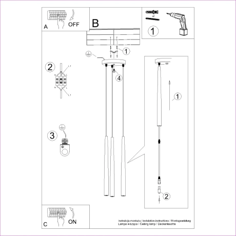 Lampa wisząca BLISS 3P czarna