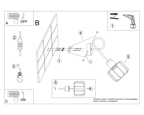 Kinkiet BELUCI 1S czarny + 1x Żarówka LED E14 3000K Ciepła 7,5W 620lm