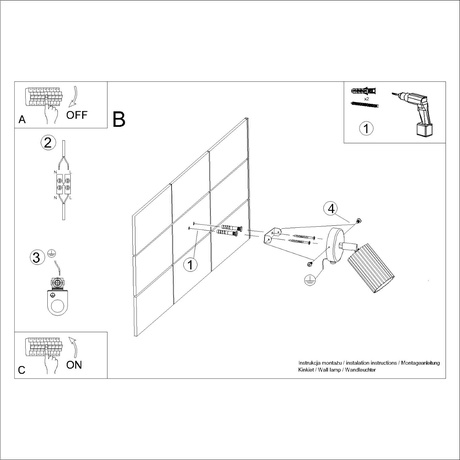 Kinkiet KARBON złoty z włącznikiem + 1x Żarówka LED GU-10 4000K Zimna 7W 530lm