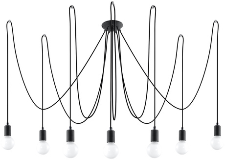 Lampa wisząca EDISON 7 czarny + 7x Żarówka LED E27 4000K Zimna 7,5W 650lm