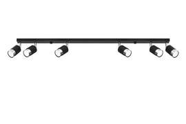 Plafon NERO 6 czarny/chrom + 6x Żarówka LED GU-10 3000K Ciepła 7W 620lm