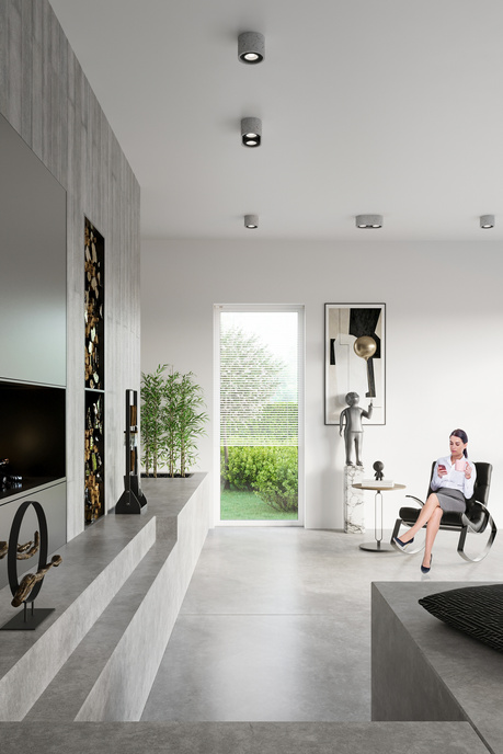 Plafon BASIC 1 beton + 1x Żarówka LED GU10 AR111 3000K CIEPŁA 12W 800lm