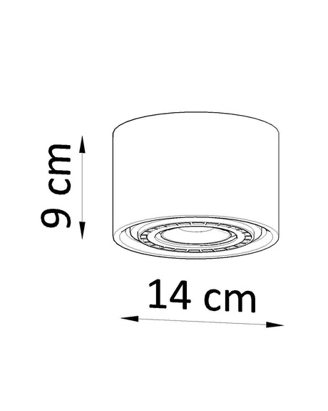 Plafon BASIC 1 beton + 1x Żarówka LED GU10 AR111 3000K CIEPŁA 12W 800lm