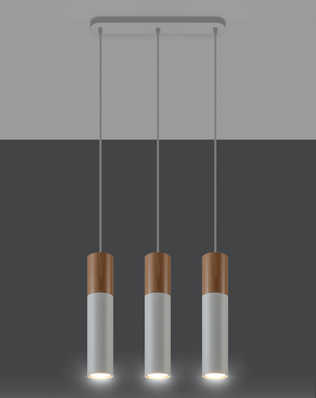 Lampa Wisząca PABLO 3 biała + 3x Żarówka LED GU-10 4000K Zimna 7W 630lm