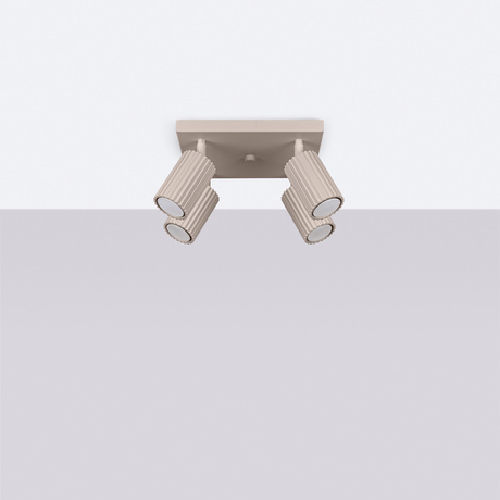 Plafon KARBON 4 taupe + 4X Żarówka LED GU-10 3000K Ciepła 7W 510lm