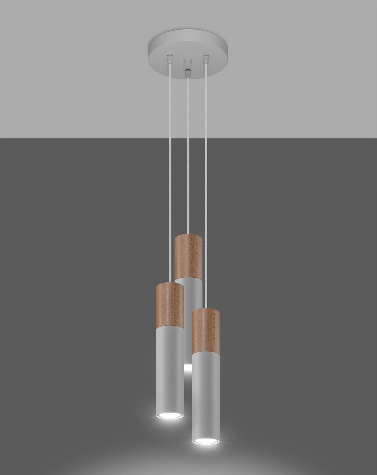 Lampa Wisząca PABLO 3P biała + 3x Żarówka LED GU-10 3000K Ciepła 7W 620lm