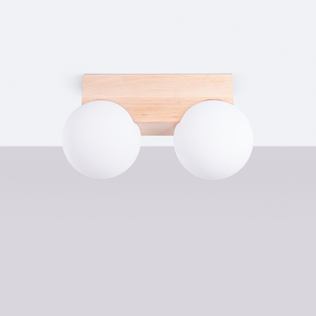 Plafon BULBO 2 naturalne drewno + 2x Żarówka LED G9 3000K Ciepła 4,5W 450lm