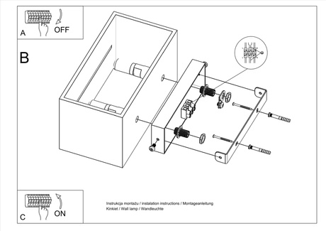 Kinkiet LOBO MAXI szary + 2x Żarówka LED G9 4000K Zimna 4,5W 530lm