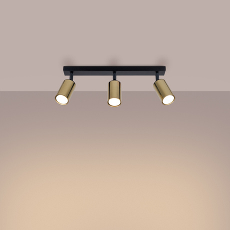 Plafon WINX 3 czarny/złoty + 3x Żarówka LED GU-10 4000K Zimna 7W 530lm