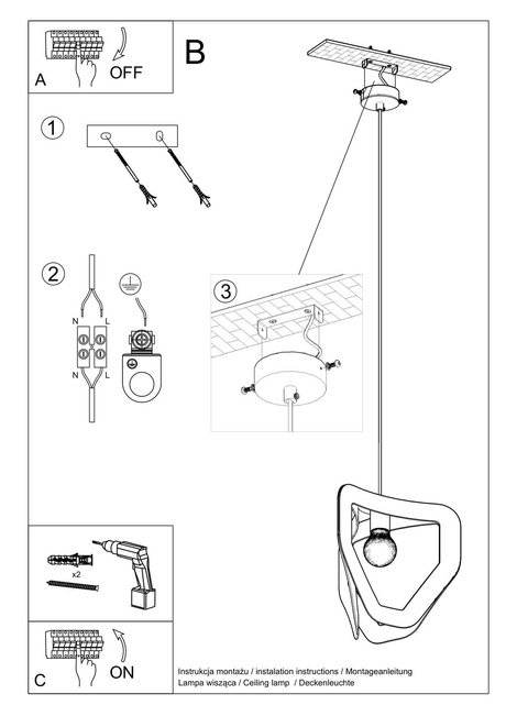 Lampa wisząca TRES biała + 1x Żarówka LED E27 3000K Ciepła 7,5W 620lm