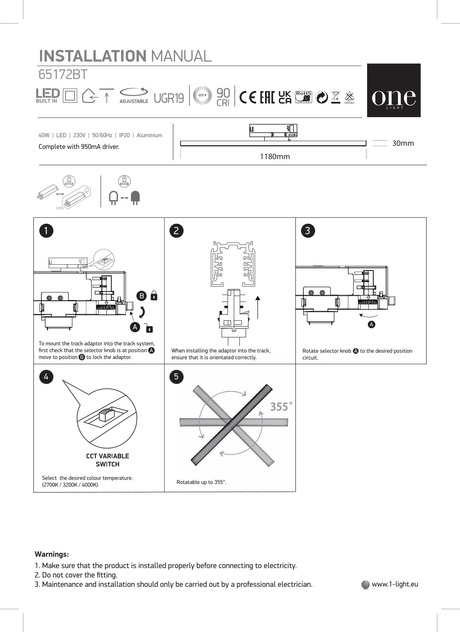 FARO 118 czarny LED 2700K-3200K-4000K 40W 4800lm
