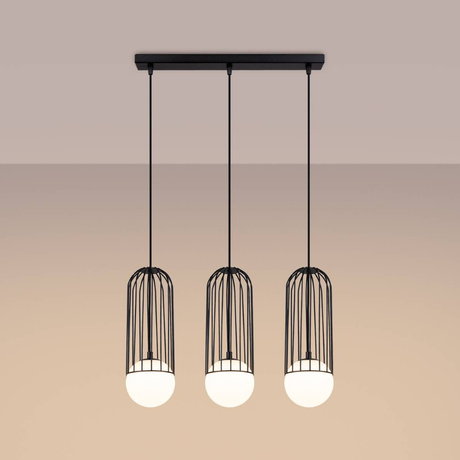 Lampa wisząca BRINA 3L czarna + 3x Żarówka LED G9 3000K Ciepła 4,5W 450lm