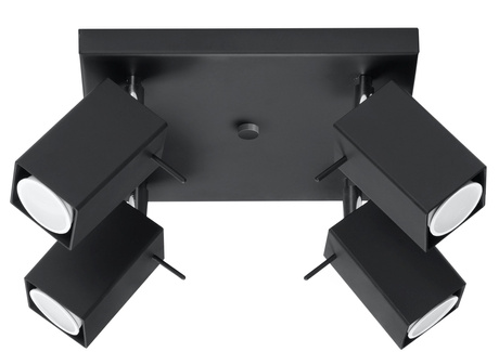 Plafon MERIDA 4 czarny + 4x Żarówka LED GU-10 4000K Zimna 7W 630lm