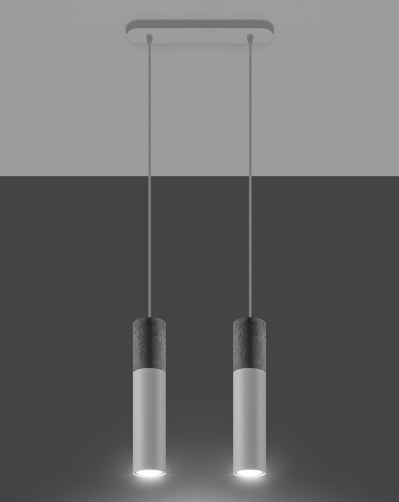 Lampa wisząca BORGIO 2 biała + 2x Żarówka LED GU-10 4000K Zimna 7W 630lm