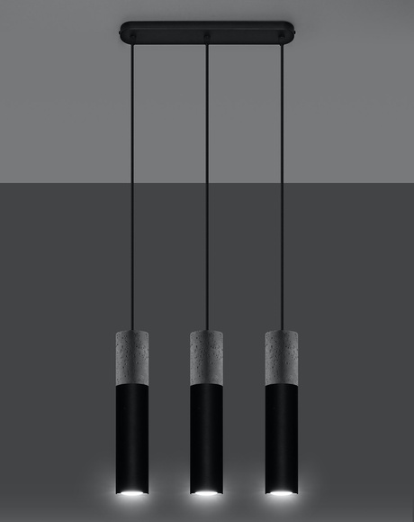 Lampa wisząca BORGIO 3 czarna + 3x Żarówka LED GU-10 4000K Zimna 7W 630lm
