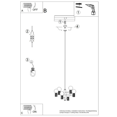 Żyrandol HALO 6 biały + 6X Żarówka LED G9 3000K Ciepła 4,5W 450lm