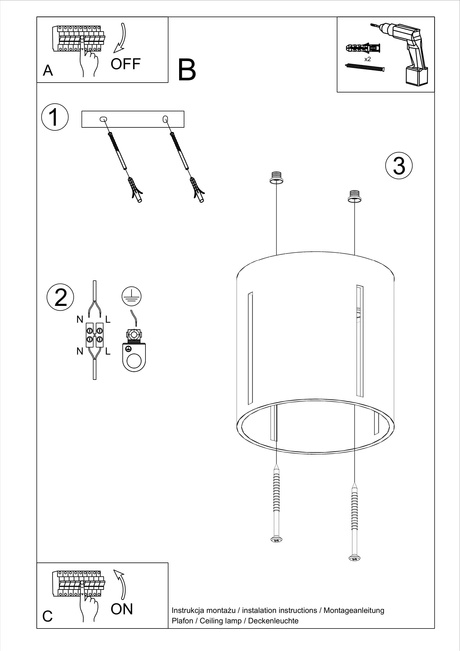 Plafon INEZ czarny + 1x Żarówka LED G9 4000K Zimna 4,5W 530lm