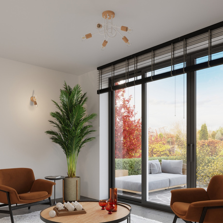 Żyrandol EMBER 5 biały + 5x Żarówka LED E27 3000K Ciepła 7,5W 620lm