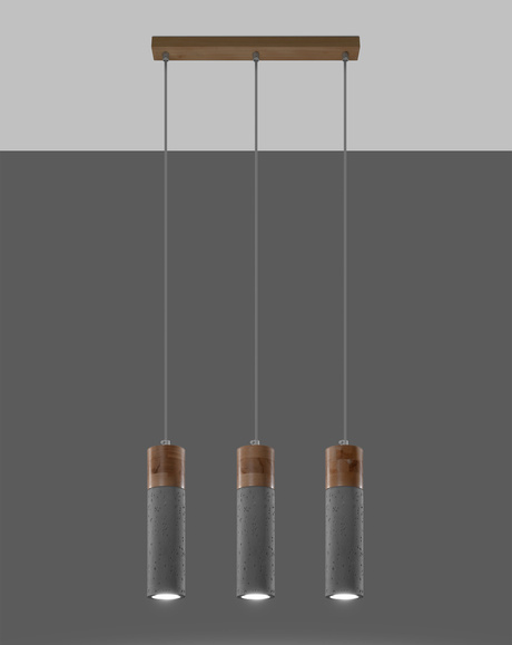 Lampa wisząca ZANE 3 szara + 3x Żarówka LED GU-10 4000K Zimna 7W 630lm