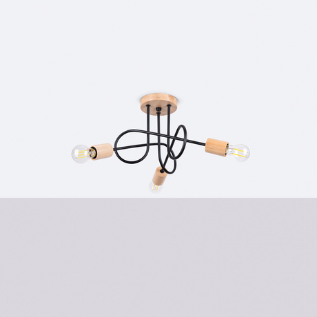 Żyrandol EMBER 3 czarny + 3x Żarówka LED E27 4000K Zimna 7,5W 690lm