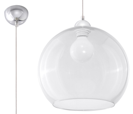 Lampa wisząca BALL transparentny + 1x Żarówka LED E27 4000K Zimna 7,5W 650lm