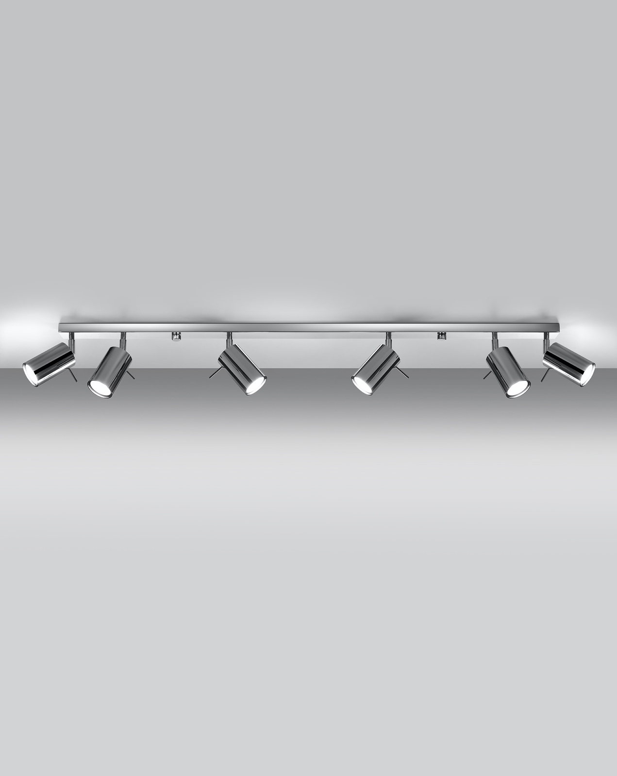 Plafon RING 6L chrom + 6x Żarówka LED GU-10 3000K Ciepła 7W 620lm