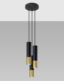 Lampa Wisząca LOOPEZ 3P czarny/złoty + 3x Żarówka LED GU-10 4000K Zimna 7W 630lm