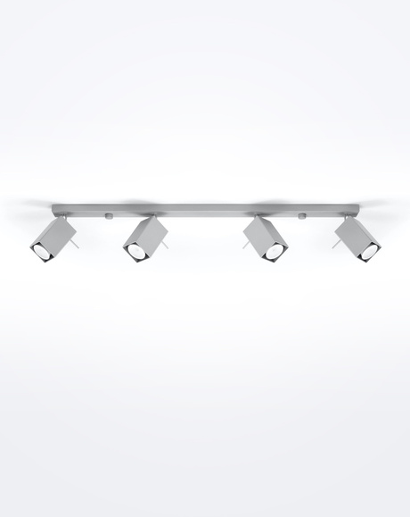 Plafon MERIDA 4L szary + 4x Żarówka LED GU-10 3000K Ciepła 7W 620lm