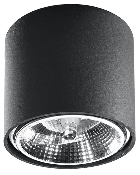 Plafon TIUBE czarny + 1x Żarówka LED GU10 AR111 3000K CIEPŁA 12W 800lm